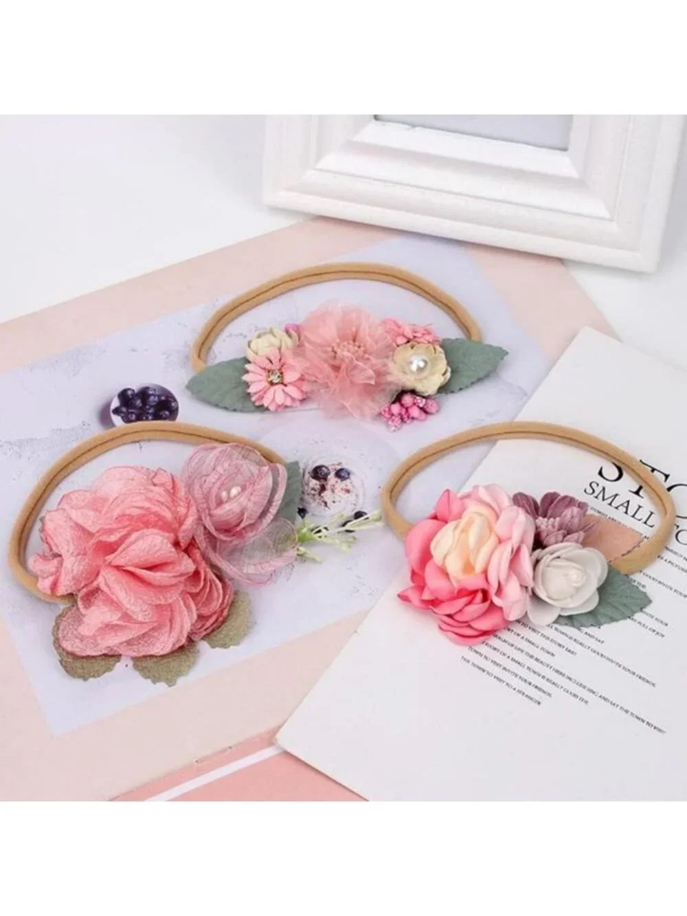 Floral Baby Headbands for Newborn Girls - 6 Color Set for Shower & Photoshoot